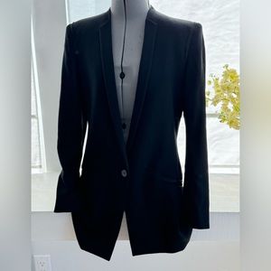 Helmut Lang Black Leather Trim Wool Blazer Jacket
